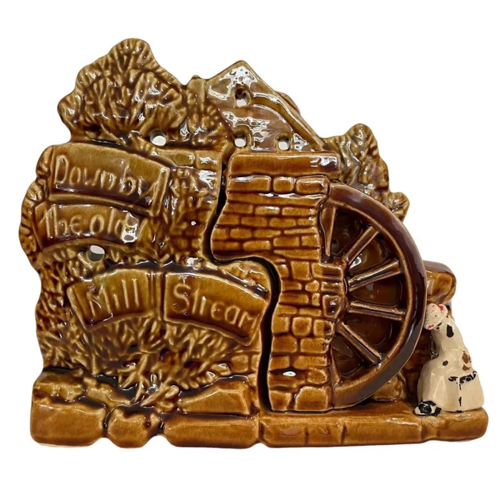 Vintage 1950s McCoy Ceramic Planter - Down By The Old Mill Stream - Rustic